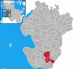 Map of Dithmarschen highlighting Eddelak-Sankt Michaelisdonn