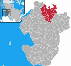 Map of Dithmarschen highlighting Hennstedt