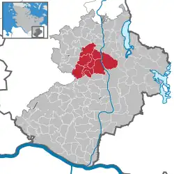 Map of Dithmarschen highlighting Nusse