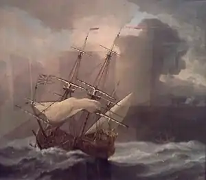 The English Ship Hampton Court in a Gale c. 1680s