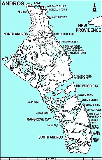 Fresh Creek District was the central portion of Andros Island