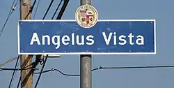 Angelus Vista neighborhood sign  at Pico Boulevard and Arlington Avenue