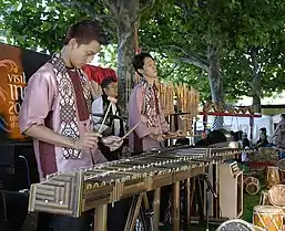 Angklung calung performance in Frankfurt, Germany.