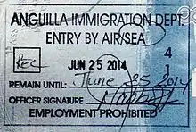 Anguilla: Former entry stamp design