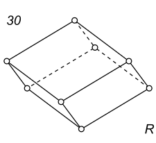 Black-white (antisymmetric) 3D Bravais Lattice number 30 (Rhombohedral system)