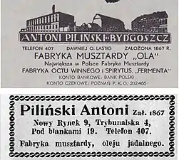 Advertising for Piliński products (1925-1934)