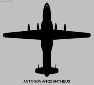 Dorsally projected diagram of the Antonov An-22 Antheus.