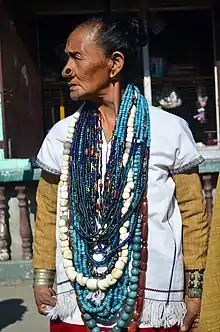 An Apatani woman in traditional attire during Muting Festival.