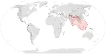 Map showing the range of A. dorsata