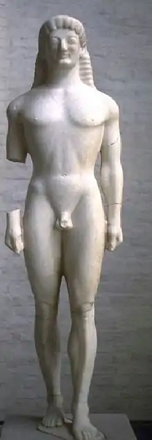 The famous Apollo of Tenea, a kouros from ca. 560-550 BC