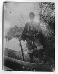 Apostol Petkov at Giannitsa Lake, photographed by Albert Sonnichsen