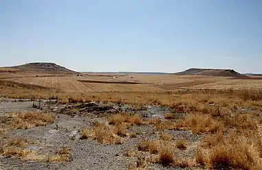 Seen from the village, the Lesser Arapile (Arapil Chico) is on the left