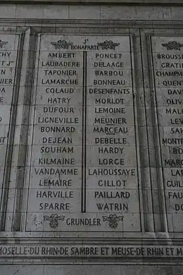 Photo of two columns of names inscribed in stone.