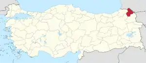 Location of the province within Turkey