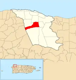 Location of Arenales Bajos within the municipality of Isabela shown in red