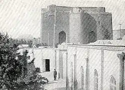 The Flag of the United States is waving in the previous building of the American Consulate, on the south side of Arg of Tabriz in 1911. Picture by William Morgan Shuster.