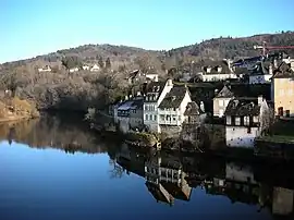 Houses along the Dordogne river in Argentat