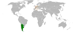 Map indicating locations of Argentina and Switzerland