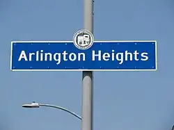 Arlington Heights neighborhood sign located at the intersection of  Arlington Avenue and Washington Boulevard