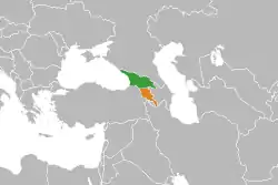 Map indicating locations of Georgia and Armenia