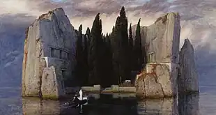 Isle of the Dead (1883) by Arnold Böcklin. Third version in a series of five.