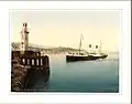 Postcard showing 'Arrival of Boulogne boat'