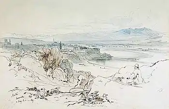 The castle by Edward Lear, 1849.