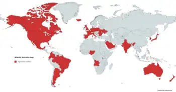 Map of states' adoption of the Artemis Accords