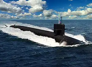 Artist's rendering of USS District of Columbia (SSBN-826), a nuclear-powered ballistic missile submarine currently under construction and the lead ship of her class