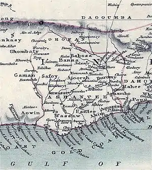 Empire of Ashanti and the Gold Coast map.