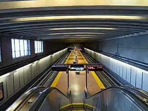 The Ashby station platform viewed from the mezzanine level, 2018