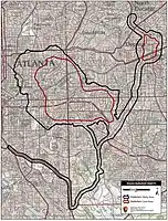 Map of Atlanta battlefield core and study areas by the American Battlefield Protection Program