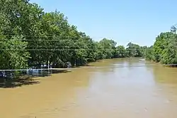 The Auglaize River south of Dupont, flooded by heavy rains