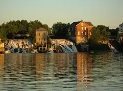 View of falls on Otter Creek from Vergennes town dock