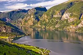 Aurlandsfjorden as seen from Aurland mountain road