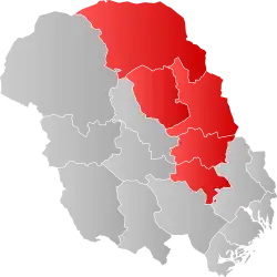 The 2 municipalities in the south are not always included in Aust-Telemark.