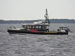 Australian Border Force rigid-hulled inflatable boat Rottnest Island near Kwinana Bulk Terminal, August 2021