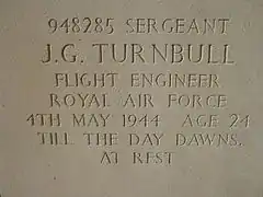 The tomb of Sergeant Turnbull in the Commonwealth War Cemetery.