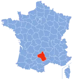 Location of Aveyron in France