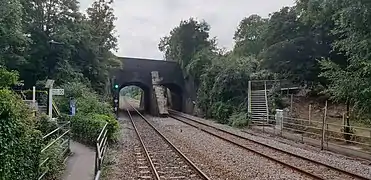 Access to station seen from platform