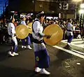 Musicians at the rear of the ren dance troupe