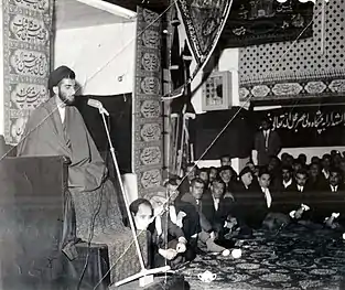 Pishvai in 1964, giving his first lecture in the Grand Mosque of Bandar-e Anzali