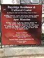 Bayridge Residence & Cultural Center sign next to front gate of Ayer Mansion