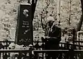 Aisa at the grave of Ğabdulla Tuqay. (Kazan, 1970).