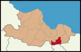 Map showing Ayvacık District in Samsun Province