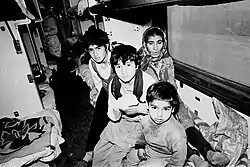 Azerbaijani refugees after the Khojaly massacre in train