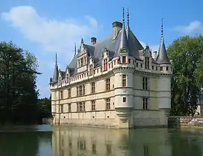 View of the château and surrounding water