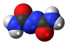 Space-filling model of azodicarbonamide