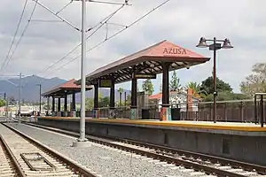 The platform at Azusa Downtown station