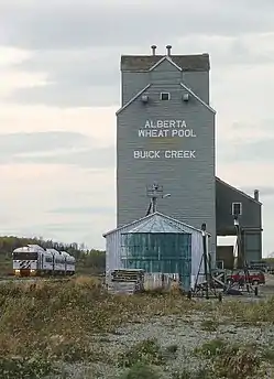 Alberta Wheat Pool elevator in Buick, 1987. Now gone.